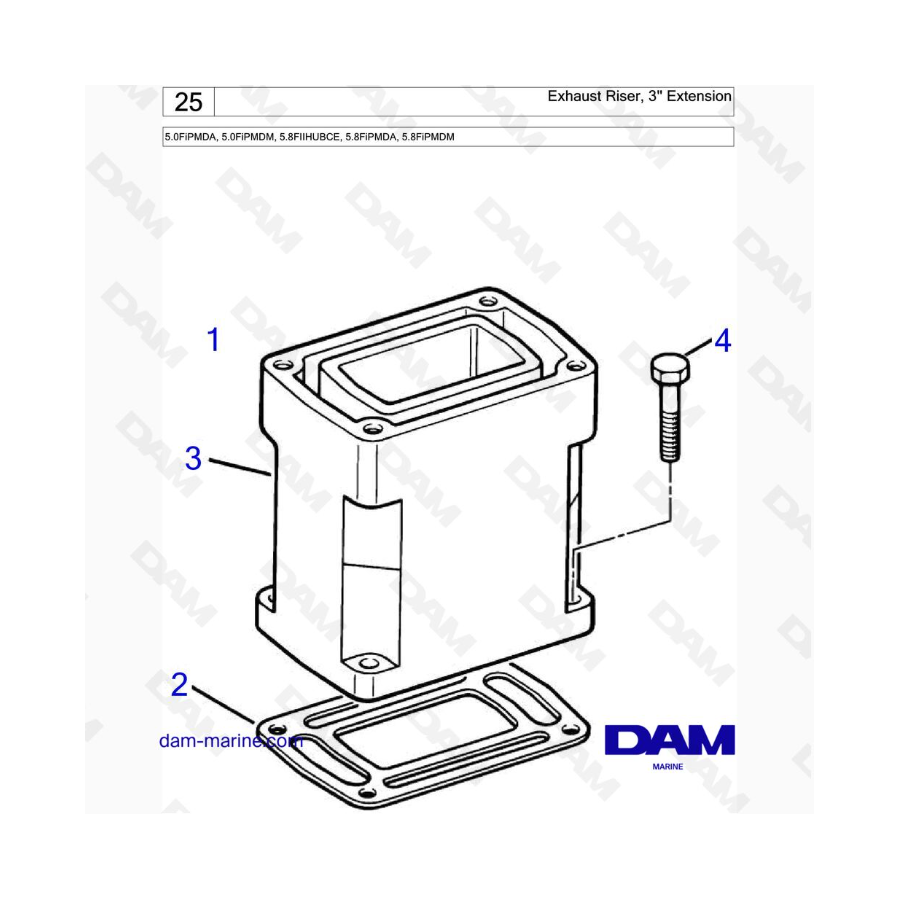 VOLVO PENTA 5.0FiPMDA, 5.0FiPMDM, 5.8FIIHUBCE, 5.8FiPMDA, 5.8FiPMDM - Exhaust Riser, 3'' Extension VOLVO PENTA 5.0FiPMDA, 5.0FiPMDM, 5.8FIIHUBCE, 5.8FiPMDA, 5.8FiPMDM - Exhaust Riser, 3'' Extension