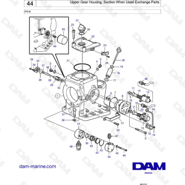 Volvo Penta IPS-B - Upper Gear Housing. Section When Used Exchange Parts.