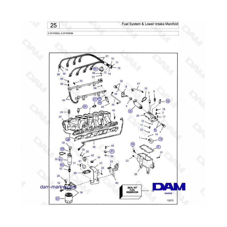 VOLVO PENTA 5.0FiPMDA, 5.0FiPMDM - Fuel System & Lower Intake Manifold