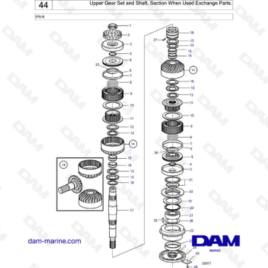 Volvo Penta IPS-B - Upper Gear Set & Shaft, section when used exchange parts