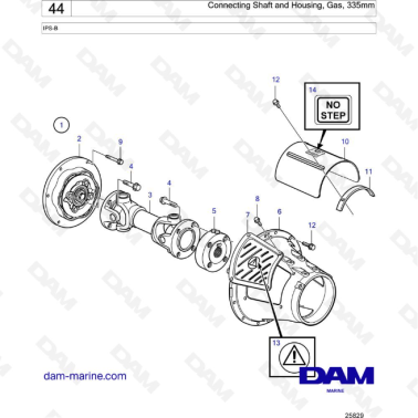 Volvo Penta IPS-B - Connecting Shaft and Housing, Gas, 335mm