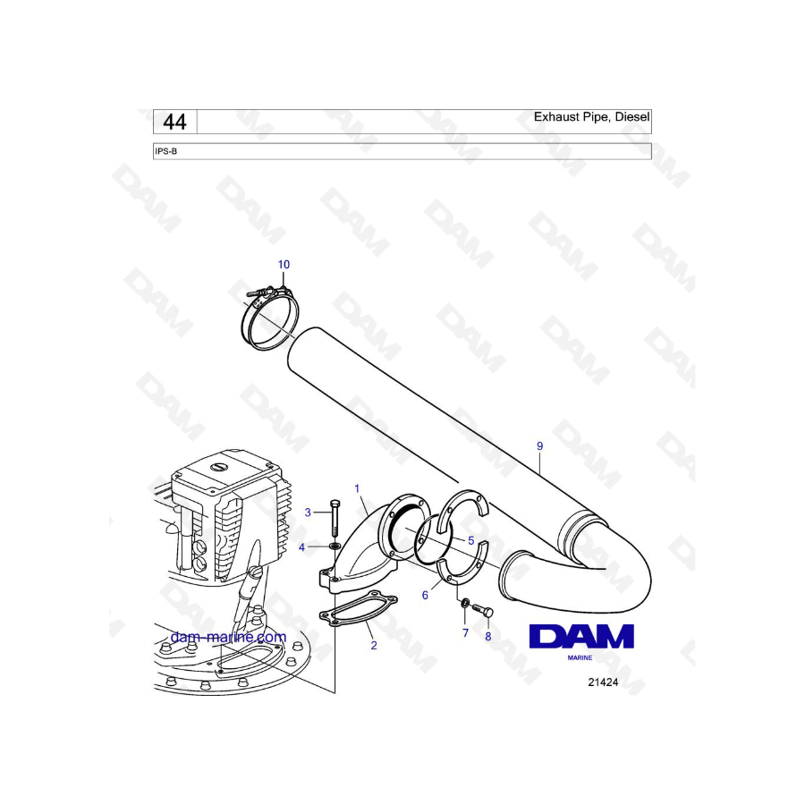 Volvo Penta IPS-B - Exhaust Pipe, Diesel Volvo Penta IPS-B - Exhaust Pipe, Diesel