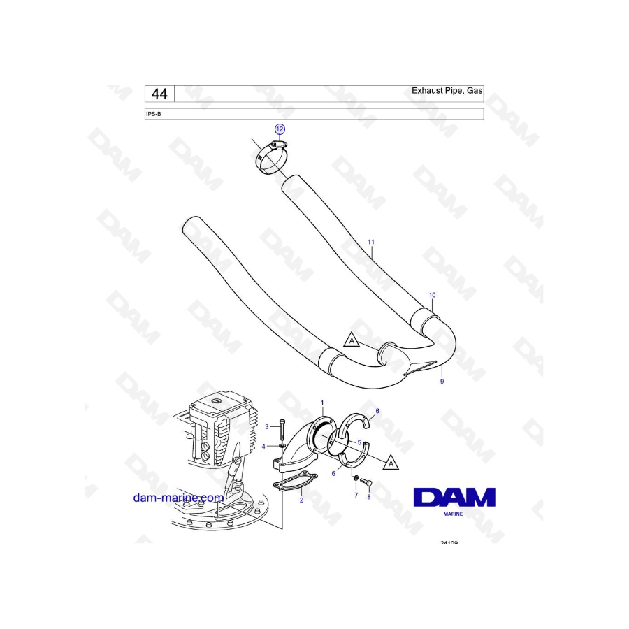 Volvo Penta IPS-B - Exhaust Pipe, Gas
