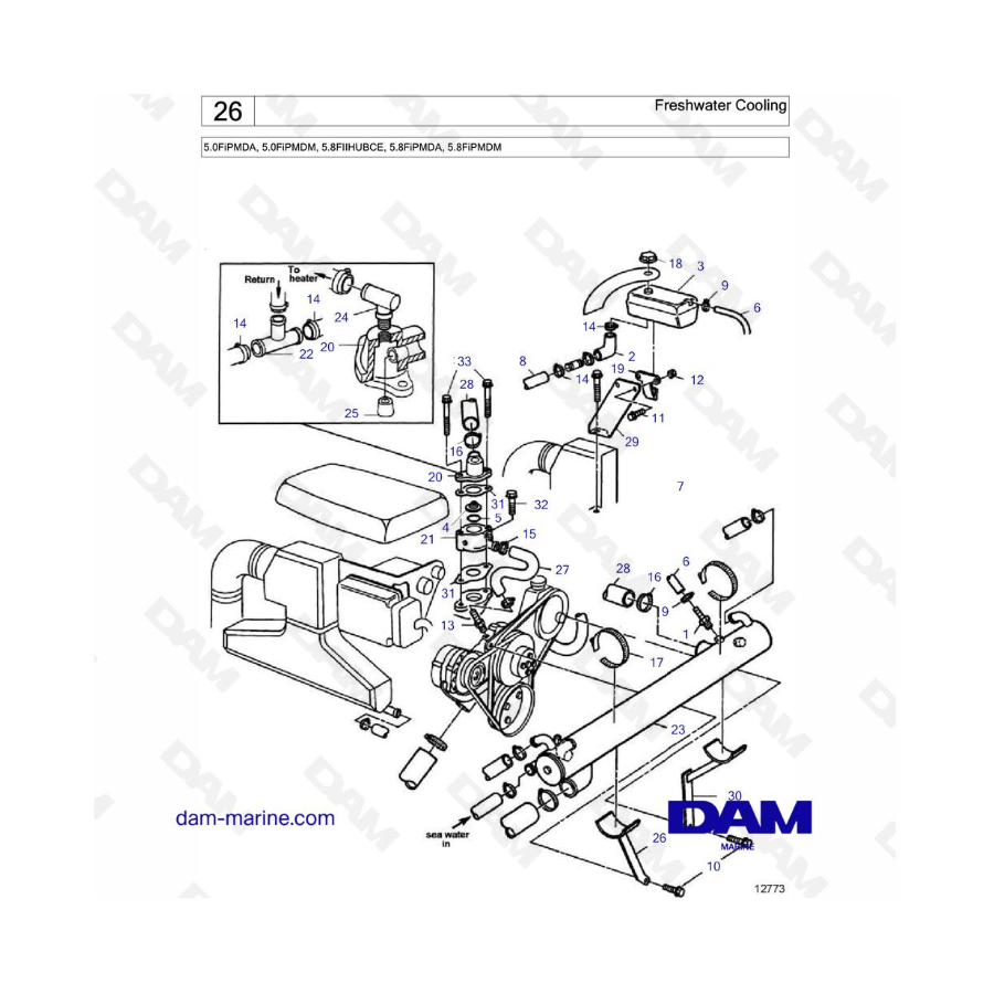 VOLVO PENTA 5.0FiPMDA, 5.0FiPMDM, 5.8FIIHUBCE, 5.8FiPMDA, 5.8FiPMDM - Freshwater Cooling