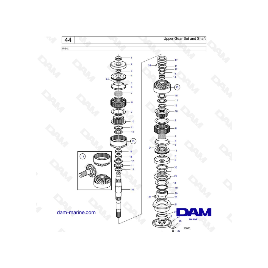 Volvo Penta IPS-C - Conjunto de engranaje superior y eje