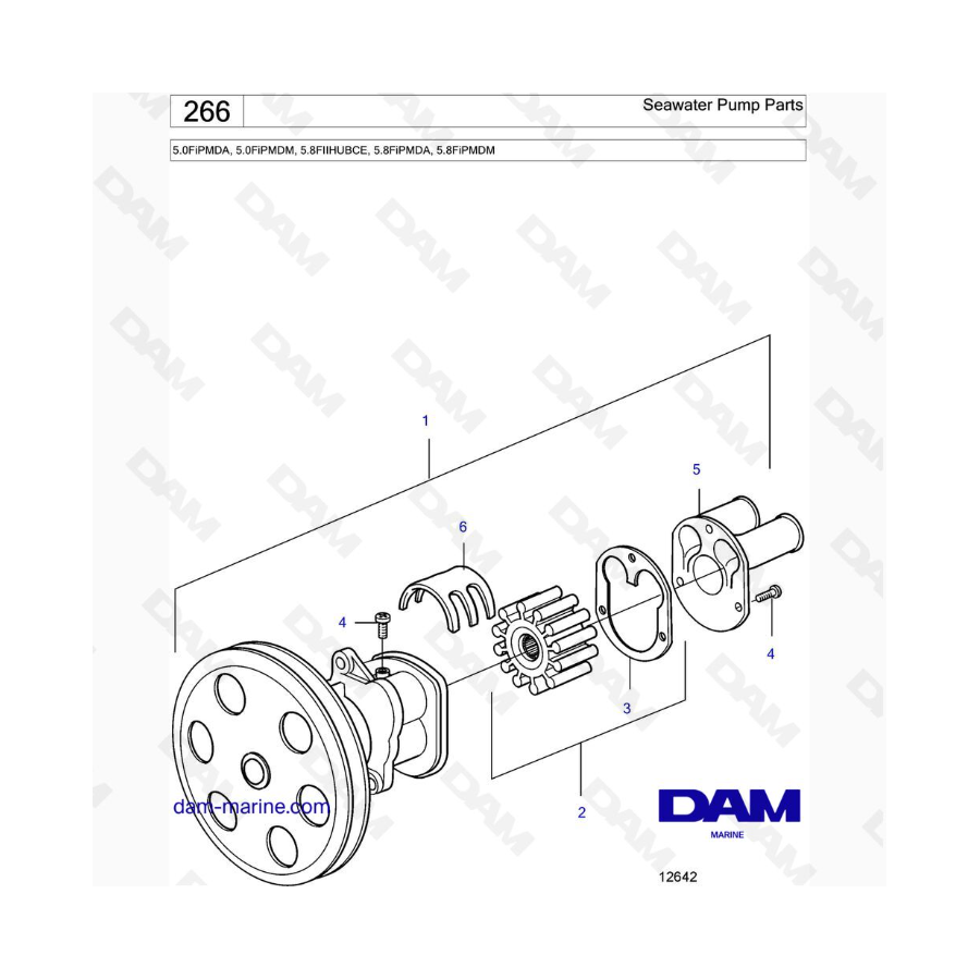 VOLVO PENTA 5.0FiPMDA, 5.0FiPMDM, 5.8FIIHUBCE, 5.8FiPMDA, 5.8FiPMDM - Seawater Pump Parts