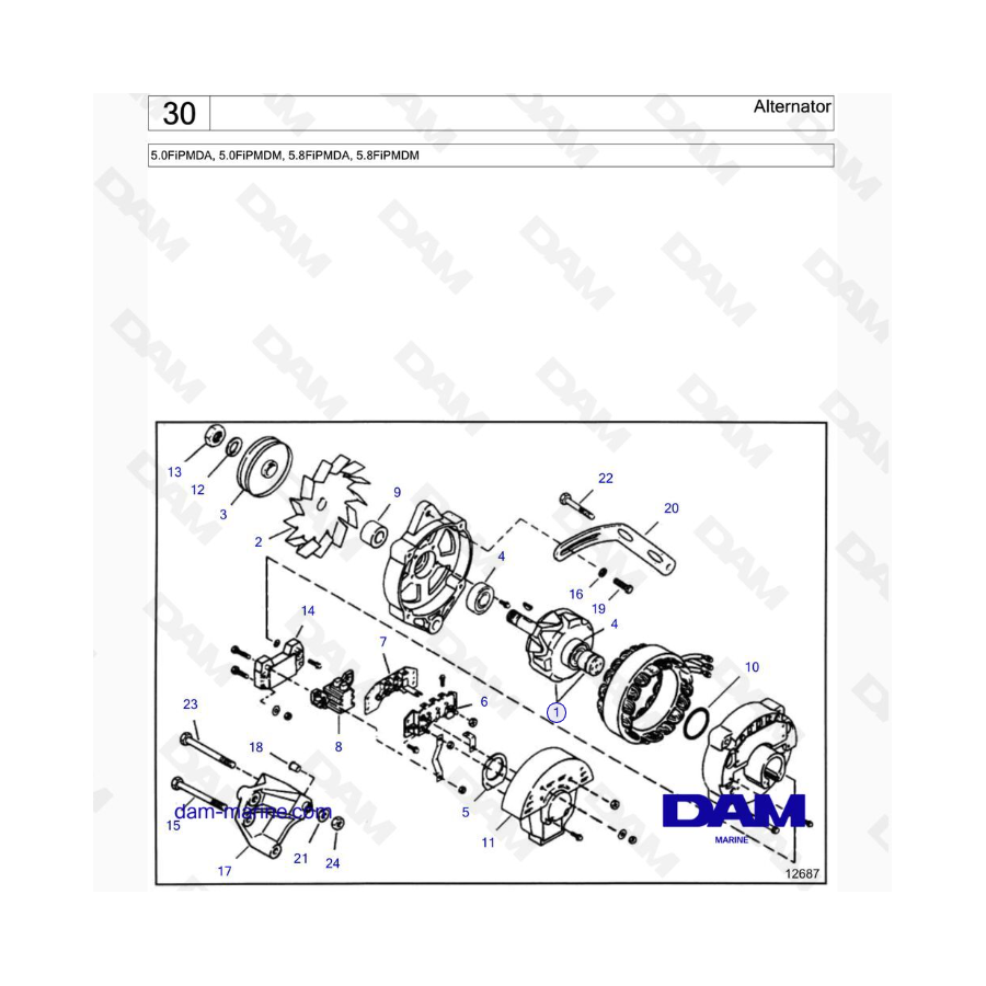 VOLVO PENTA 5.0FiPMDA, 5.0FiPMDM, 5.8FiPMDA, 5.8FiPMDM - Alternator