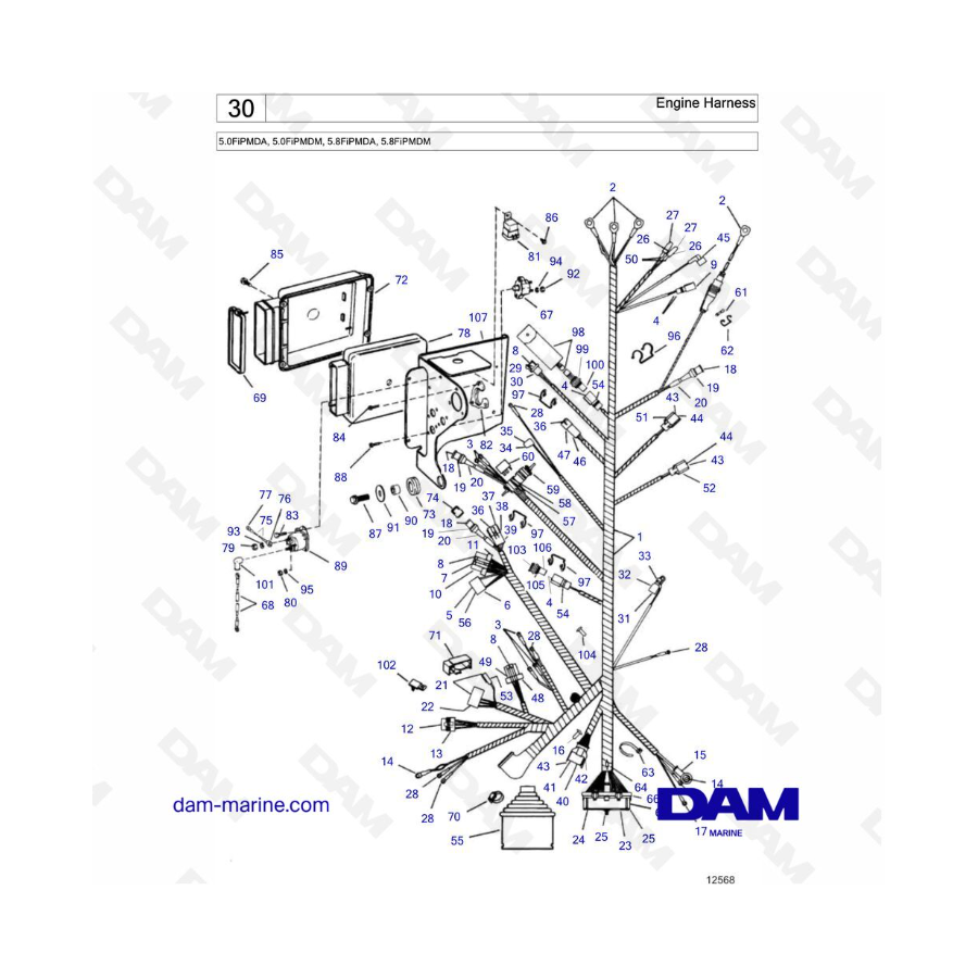 VOLVO PENTA 5.0FiPMDA, 5.0FiPMDM, 5.8FiPMDA, 5.8FiPMDM - Engine Harness