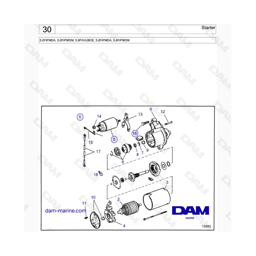 VOLVO PENTA 5.0FiPMDA, 5.0FiPMDM, 5.8FIIHUBCE, 5.8FiPMDA, 5.8FiPMDM - Starter