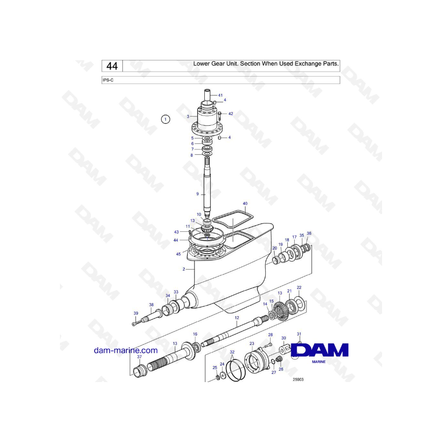 Volvo Penta IPS-C - Reductor inferior. Cuándo se usa la sección de piezas de repuesto.