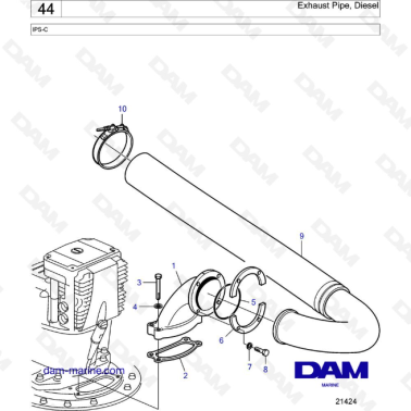 Volvo Penta IPS-C - Exhaust pipe, diesel
