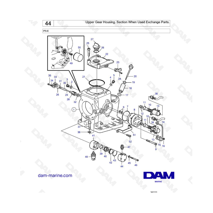 VOLVO PENTA IPS-E - Caja de engranajes superior. Sección Cuándo utilizar piezas de intercambio. 