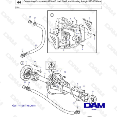 Volvo Penta IPS-C - Connecting Components IPS A-F, Jack Shaft and Housing, Length 570-1750mm