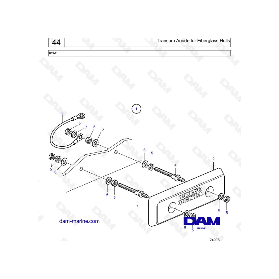 Volvo Penta IPS-C: ánodo de popa para cascos de fibra de vidrio