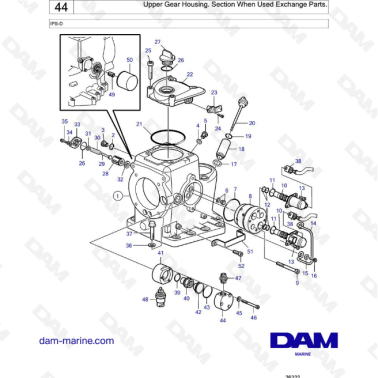 Volvo Penta IPS-D - Upper Gear Housing. Section When Used Exchange Parts.