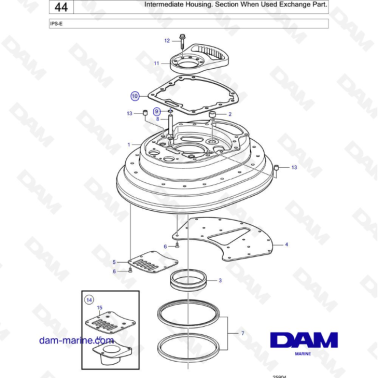 VOLVO PENTA IPS-E - Intermediate Housing. Section When Used Exchange Part.