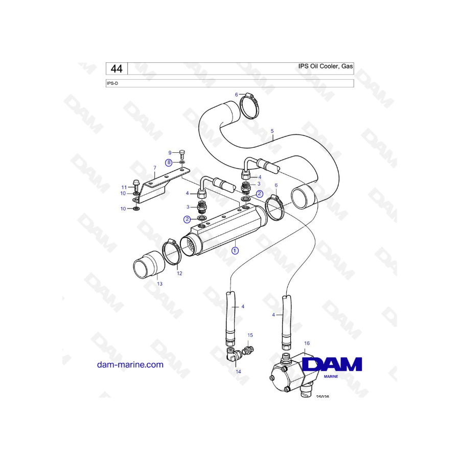 Volvo Penta IPS-D - Enfriador de aceite IPS, Gas