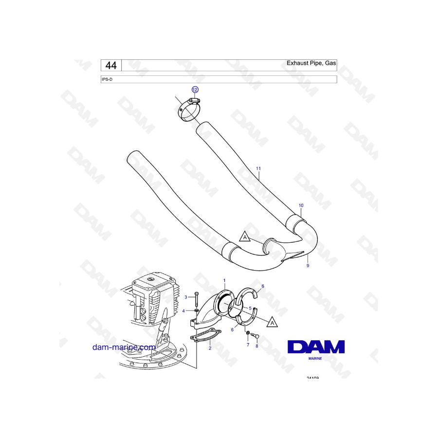 Volvo Penta IPS-D - Exhaust Pipe, Gas