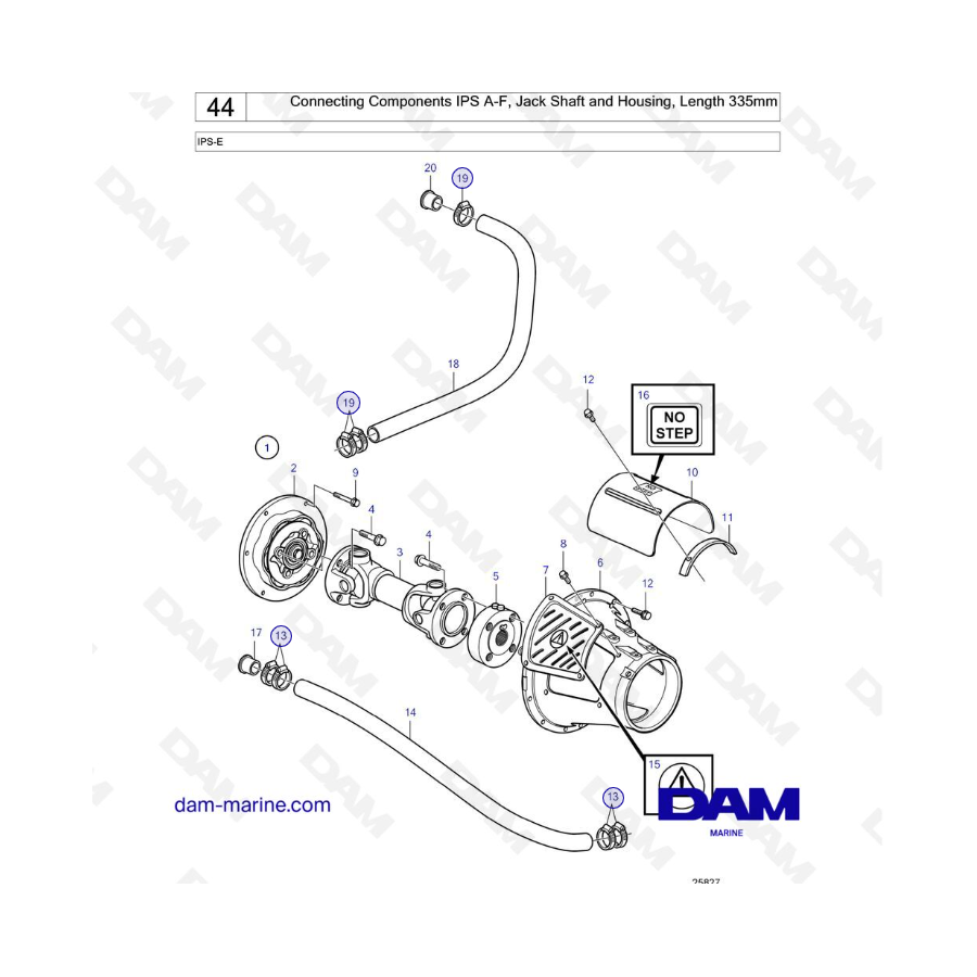 VOLVO PENTA IPS-E - Connecting Components IPS AF, Jack Shaft and Housing, Length 335mm 