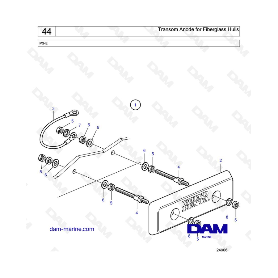 VOLVO PENTA IPS-E - Ánodo de popa para cascos de fibra de vidrio 