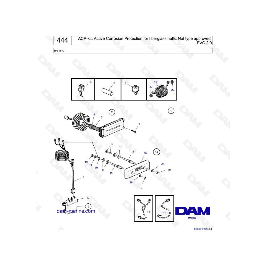 Volvo Penta IPS15-C - Kit ACP, protección activa contra la corrosión para cascos de fibra de vidrio. No homologado, EVC 2.0