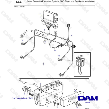 Volvo Penta IPS15-A, IPS15-B - Active Corrosion Protection System, ACP, Triple and Quadruple Installation