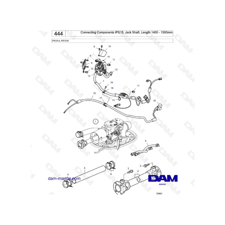Volvo Penta IPS15-A, IPS15-B - Connecting Components IPS15, Jack Shaft, Length 1400 - 1500mm