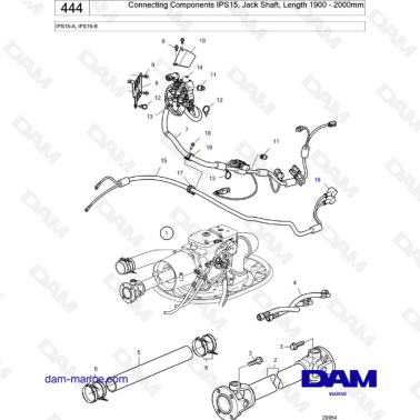 Volvo Penta IPS15-A, IPS15-B - Connecting Components IPS15, Jack Shaft, Length 1900 - 2000mm