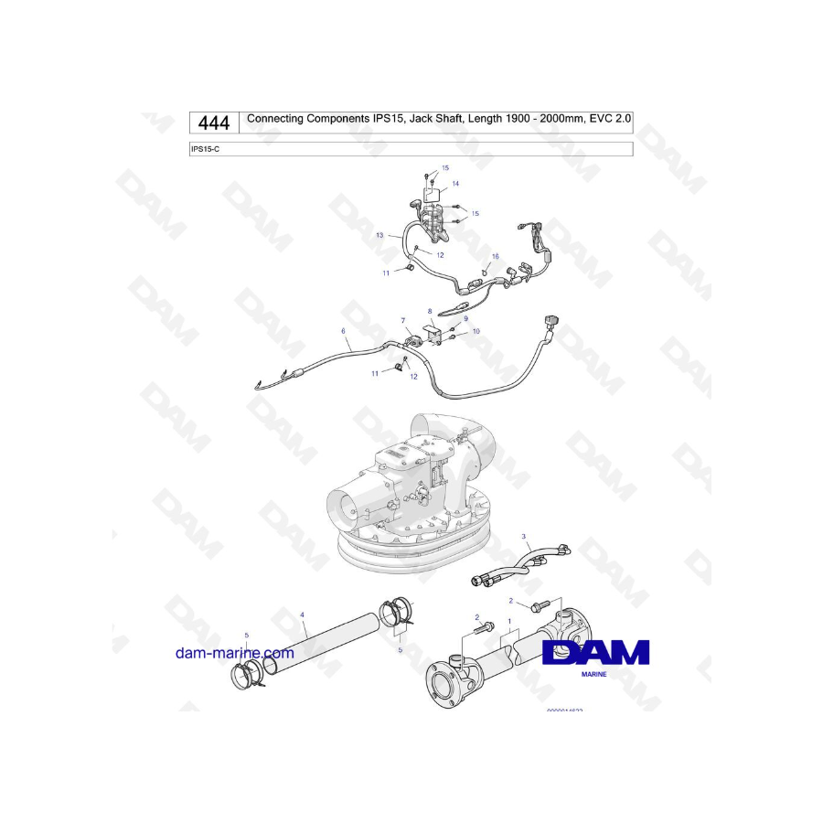 Volvo Penta IPS15 - Componentes de conexión IPS15, eje intermedio, longitud 1900-2000 mm, EVC 2.0 