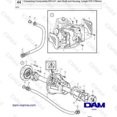 VOLVO PENTA IPS-F - Connecting Components IPS A-F, Jack Shaft and Housing, Length 570-1750mm