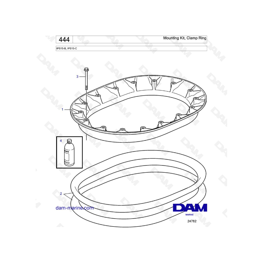 Volvo Penta IPS15-B, IPS15-C - Mounting Kit, Clamp Ring