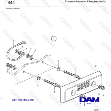 Volvo Penta IPS15-A, IPS15-B - Transom Anode for Fiberglass Hulls