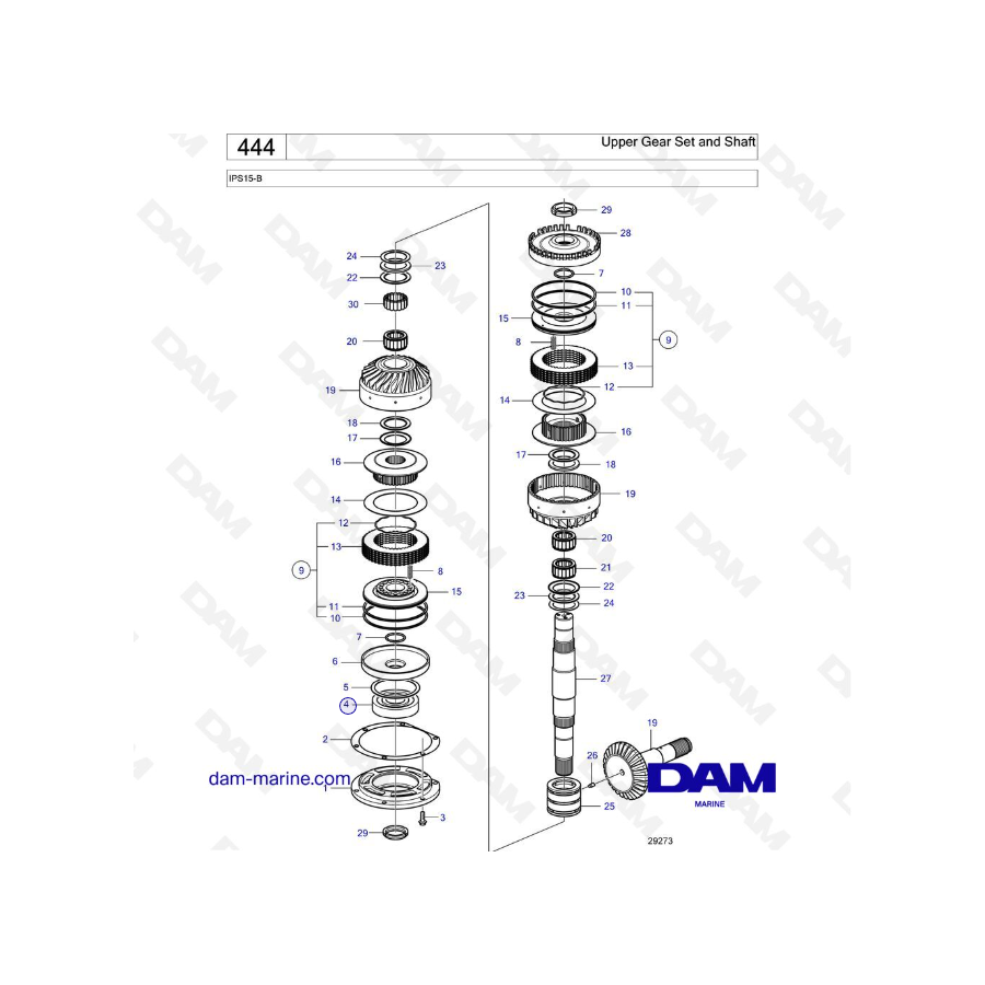 Volvo Penta IPS15-B - Conjunto de engranajes superiores y eje