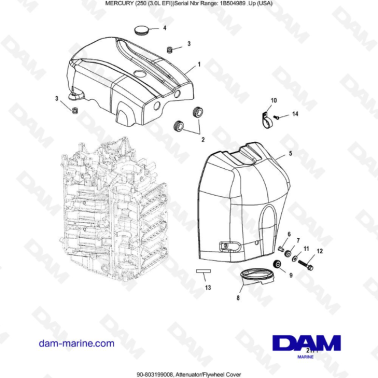 Mercury 250 EFI 3.0L - Attenuator/Flywheel Cover