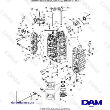 MERCURY 250 EFI 3.0L - Cyliner Block and End Cap