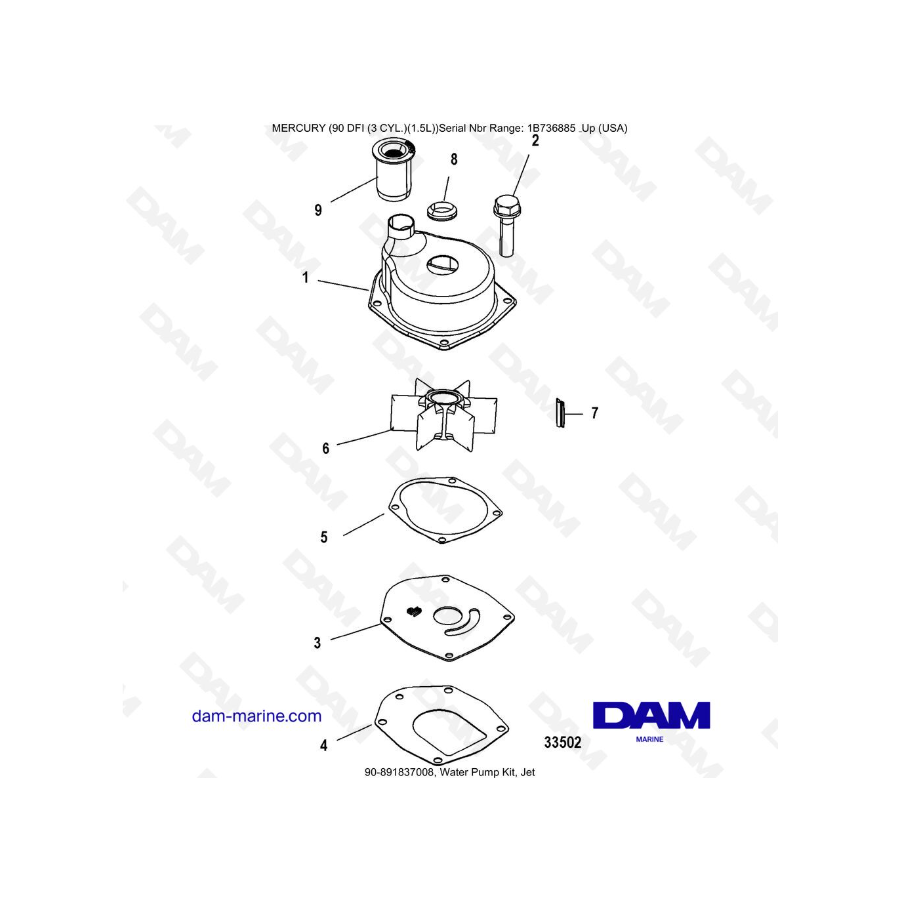 Mercury Optimax 90 - Kit de bomba de agua, surtidor
