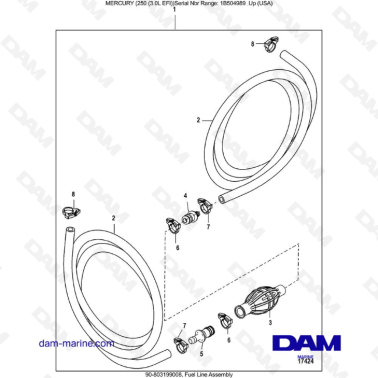 MERCURY 250 EFI 3.0L - Fuel Line Assembly
