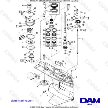 MERCURY 250 EFI 3.0L - Gear Housing, Driveshaft-Standard/Counter Rotation