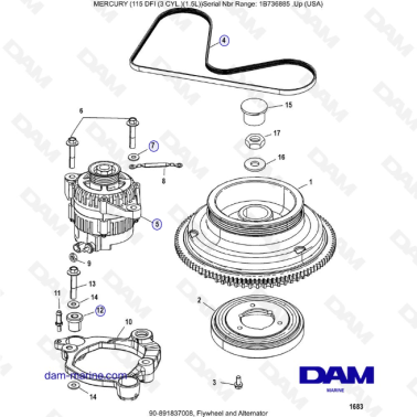 Mercury Optimax 115 - Flywheel and Alternator