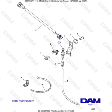 Mercury Optimax 115 - Pitot Sensor Kit, 881879A22