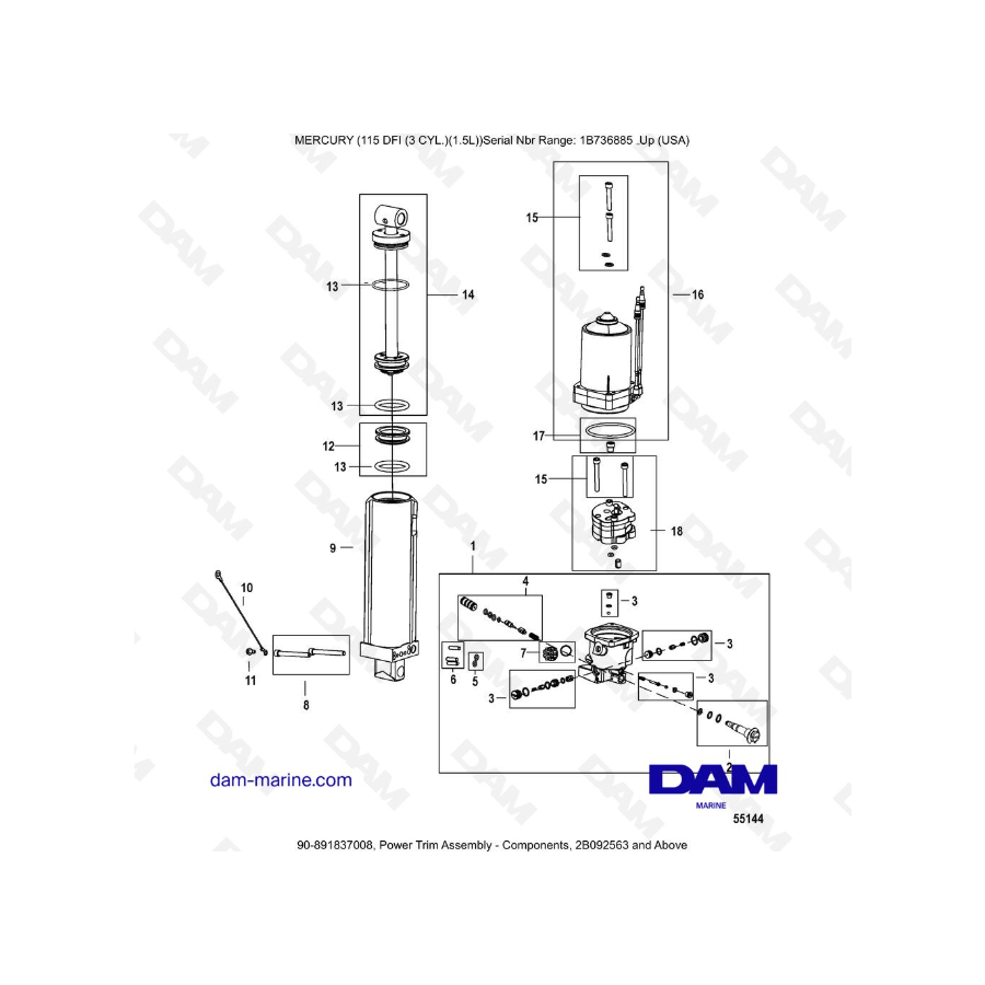 Mercury Optimax 115 - Conjunto de compensación de potencia - Componentes, 2B092563 y superiores