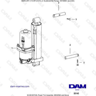 Mercury Optimax 115 - Power Trim Assembly, 2B092563 and Above