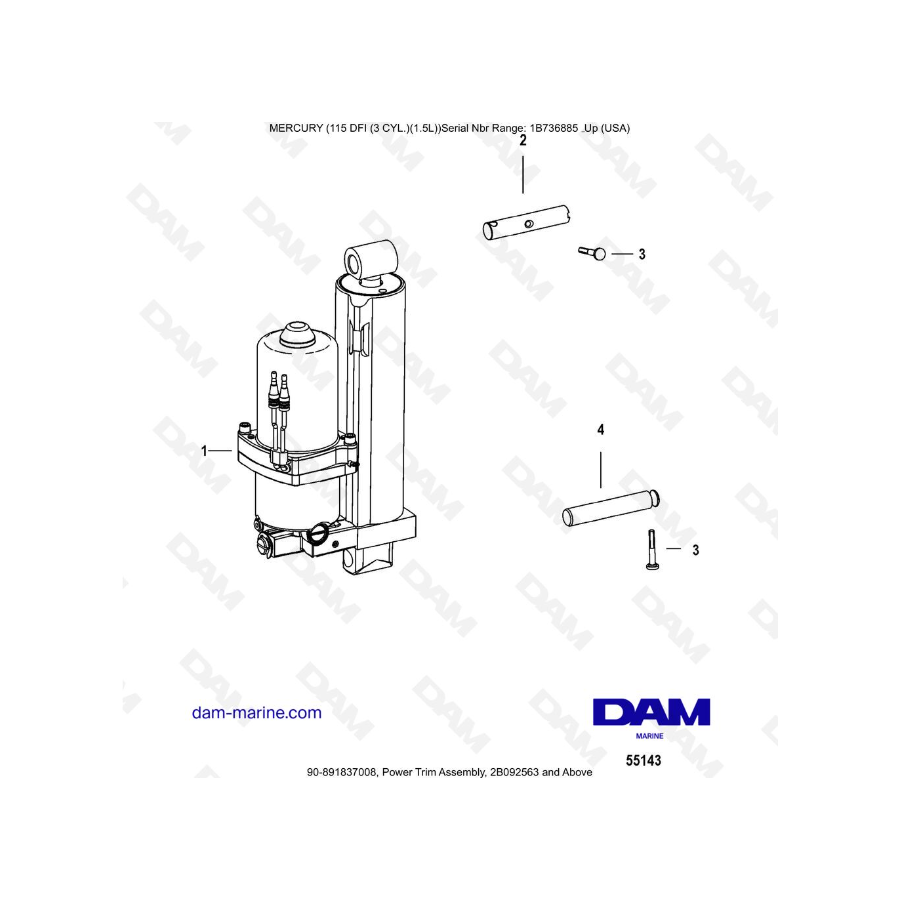 Mercury Optimax 115 - Conjunto de compensación de potencia, 2B092563 y superiores