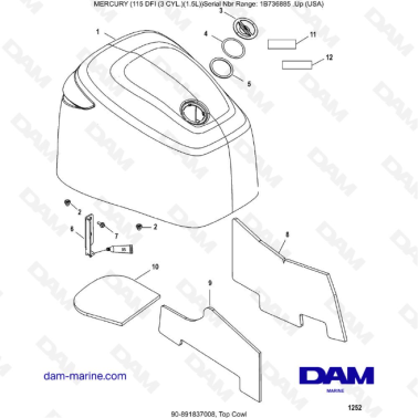 Mercury Optimax 115 - Top cowl