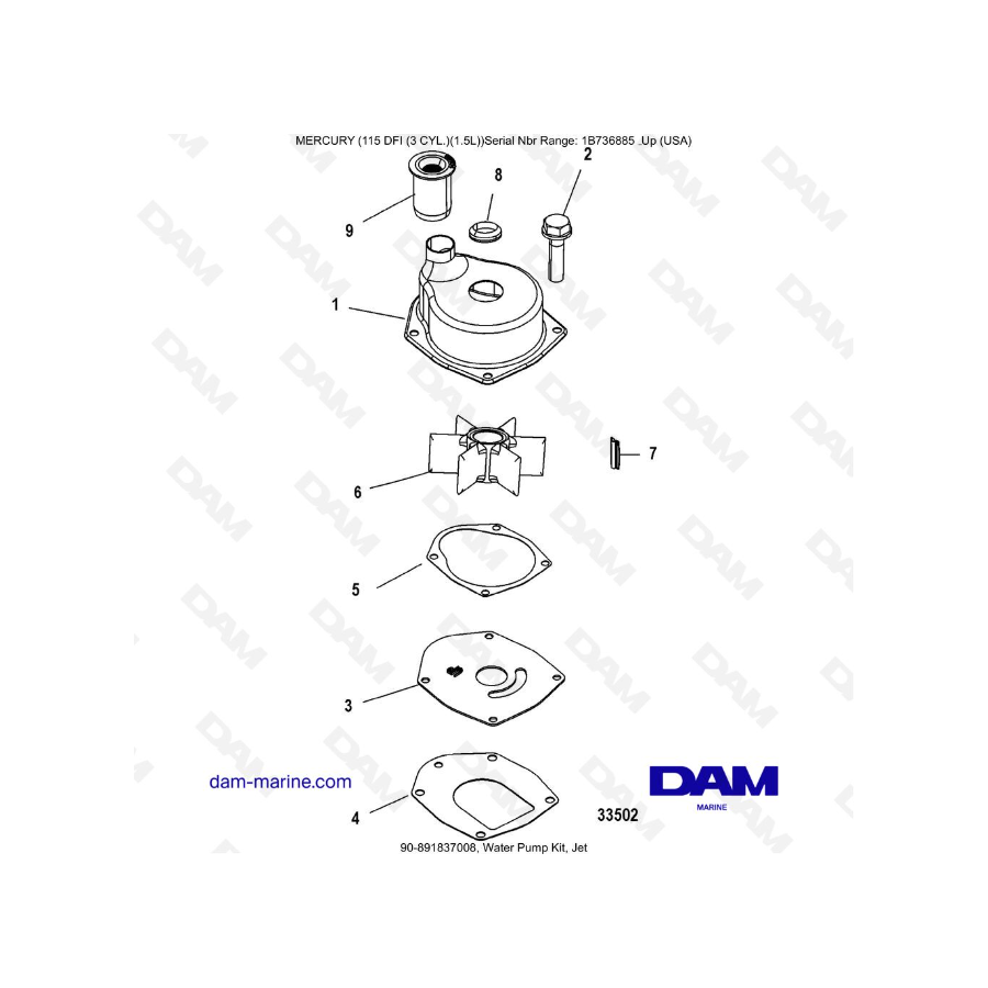 Mercury Optimax 115 - Kit de bomba de agua, surtidor