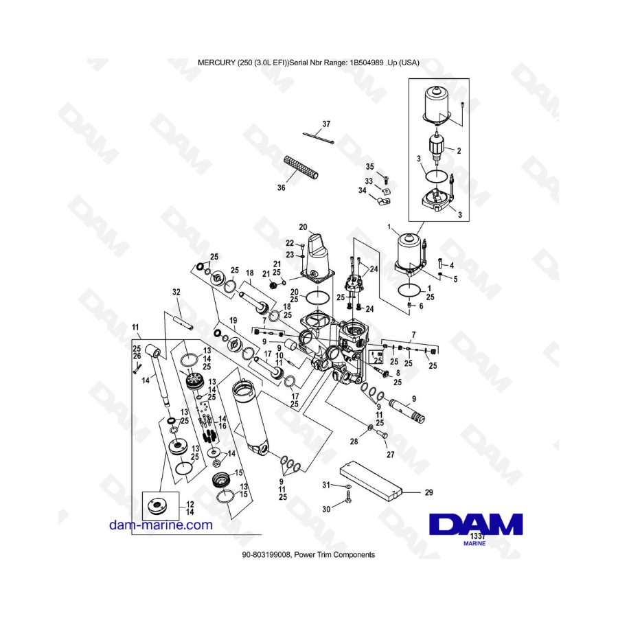 MERCURY 250 EFI 3.0L - Power Trim Components MERCURY 250 EFI 3.0L - Power Trim Components