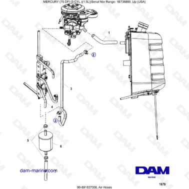 Mercury Optimax 75 - Air Hoses