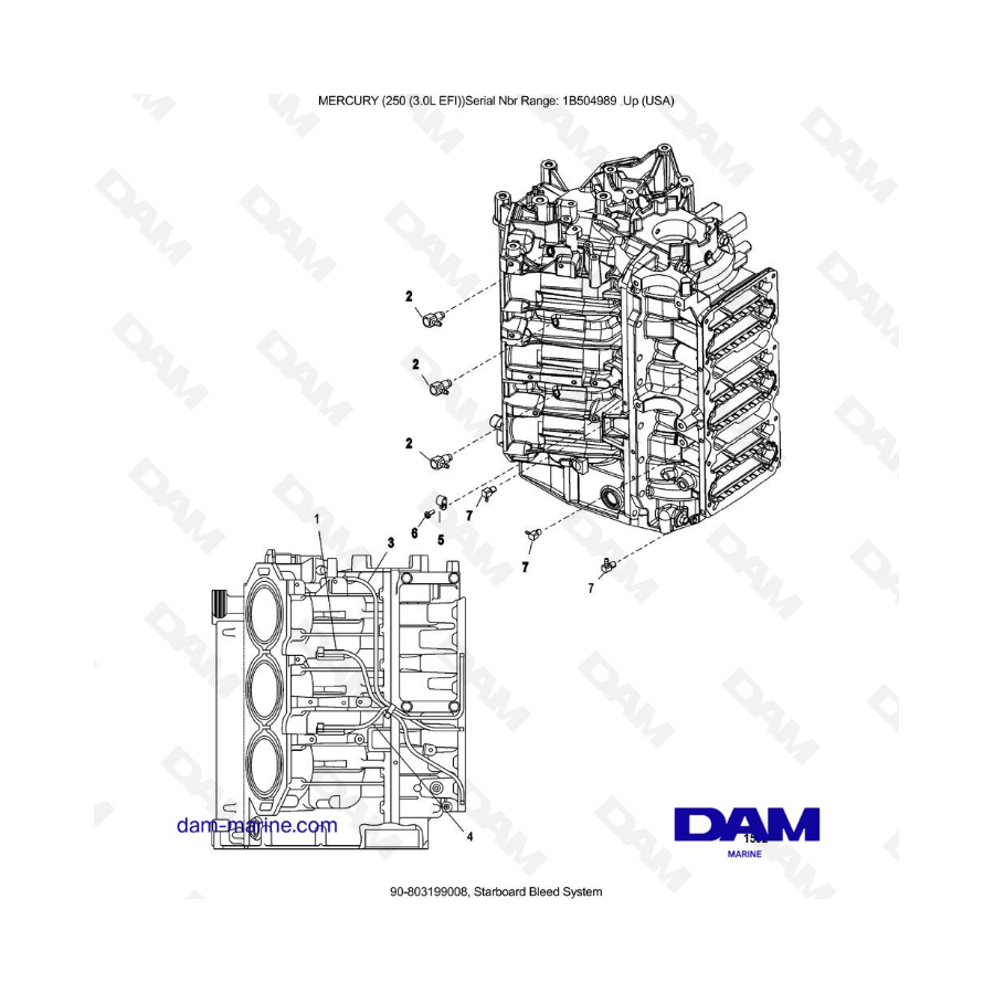 MERCURY 250 EFI 3.0L - Starboard Bleed System MERCURY 250 EFI 3.0L - Starboard Bleed System