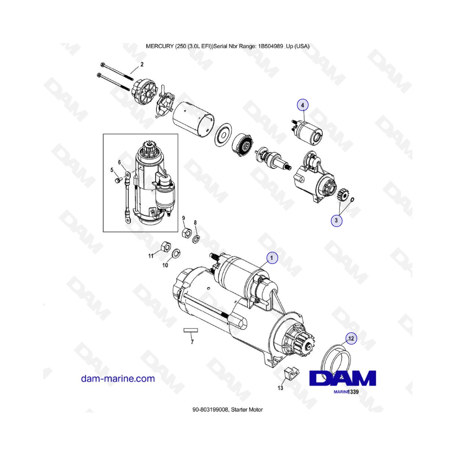 MERCURY 250 EFI 3.0L - Starter Motor