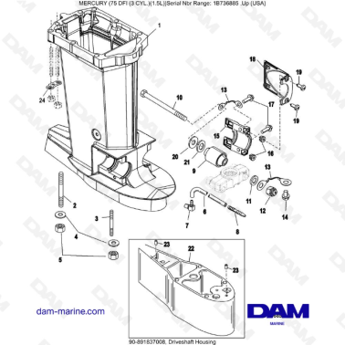 Mercury Optimax 75 - Driveshaft Housing